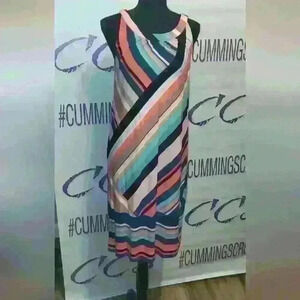 Dress Barn Roz and Ali striped multicolored sleeveless extra small dress Soft.